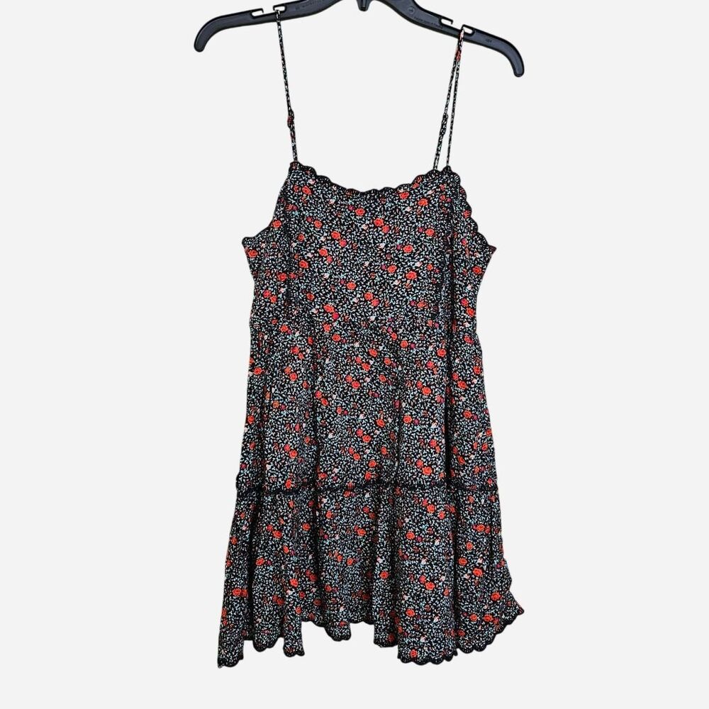cottagecore twee black red floral print urban outfitters dress